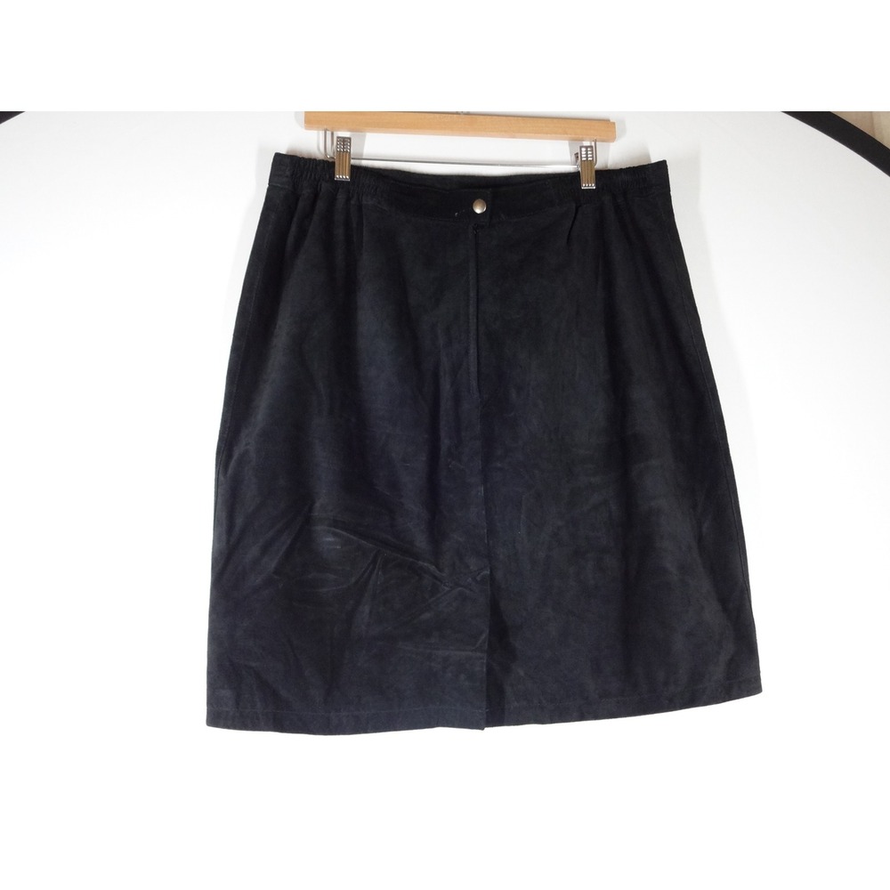 VTG Gitano Suede Leather Skirt Womens‎ Large Black Knee Length Minimalist
